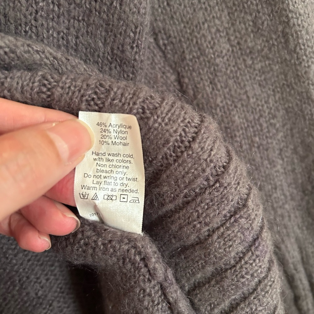 J. Crew Wool/Mohair Blend Gray Shawl neck Sweater, GUC, Size Med - Picture 6 of 6